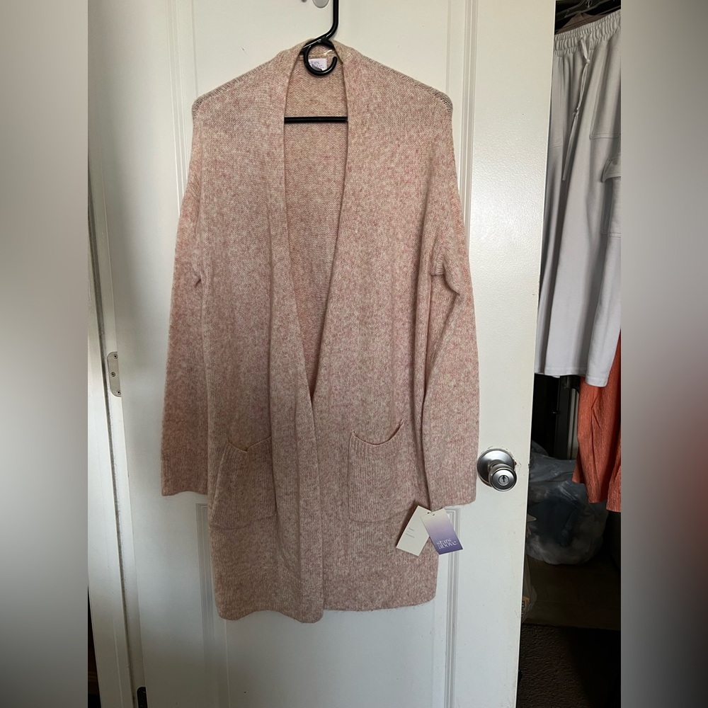 Cozy Pink Open Front Cardigan